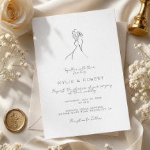 Casamento Minimalista Desenhado à Mão de Casal Ado