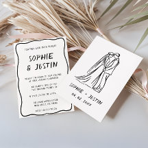 Casamento Minimalista Desenhado à Mão Preto e Bran