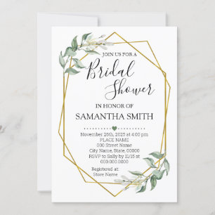 Convites Casamento Minimalista do Chá de panela de ouro ve