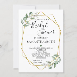 Convites Casamento Minimalista do Chá de panela de ouro ver