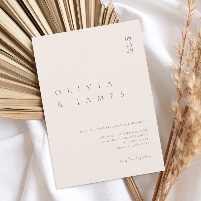 Convites Casamento Minimalista do Champagne Beige (Criador carregado)