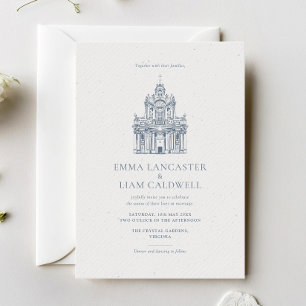 Convites Casamento Minimalista do Church Venue Sketch