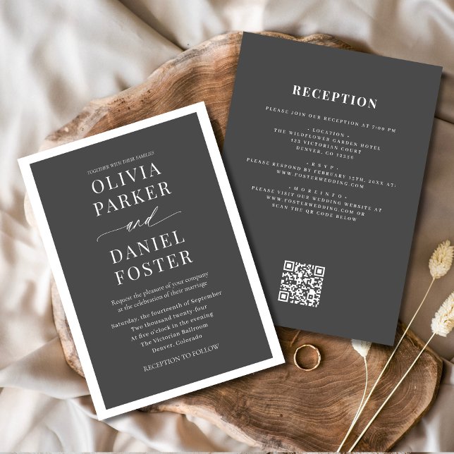 Convites Casamento Minimalista do Código QR Elegante (Criador carregado)