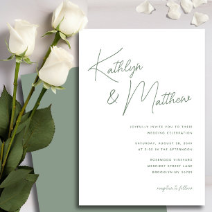 Convites Casamento Minimalista Do Esboço Sage Green