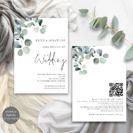 Convites Casamento Minimalista do Eucalyptus Script Sage