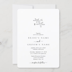 Convites Casamento Minimalista do Monograma da Praia de Sta
