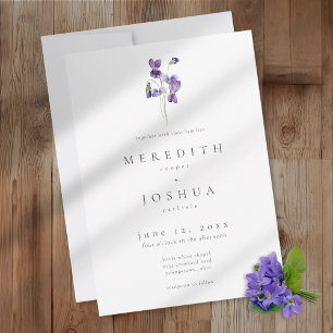 Convites Casamento Minimalista Elegante Aquarela de Violeta
