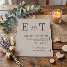 Convites Casamento Minimalista Elegante Bege