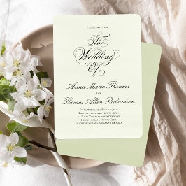 Convites Casamento Minimalista Elegante Botânico Verde Sage