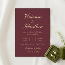 Casamento Minimalista Elegante Burgundy Dourado