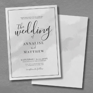 Convites Casamento Minimalista Elegante Cinza