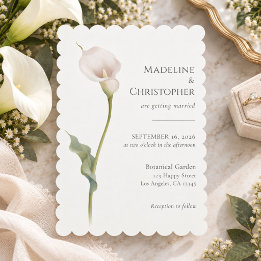 Convites Casamento Minimalista Elegante com Copo-de-Leite B