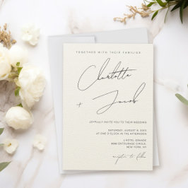 Convites Casamento Minimalista Elegante em Marfim
