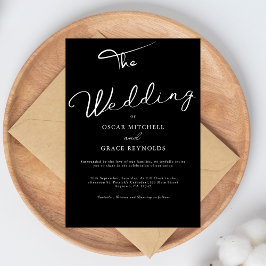 Convites Casamento Minimalista Elegante em Preto e Branco