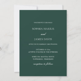 Convites Casamento Minimalista Elegante Emerald Green