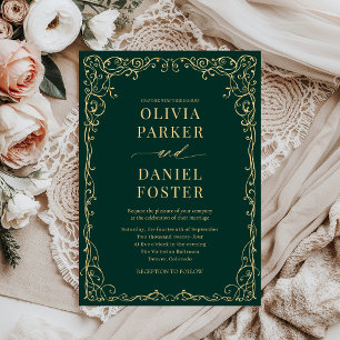 Convites Casamento Minimalista Elegante Emerald Green