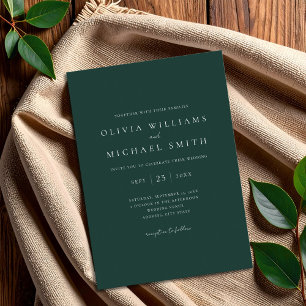 Convites Casamento Minimalista Elegante Emerald Green