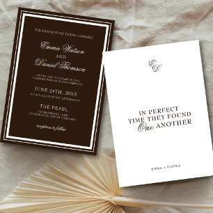 Convites Casamento Minimalista Elegante Marrom Chocolate