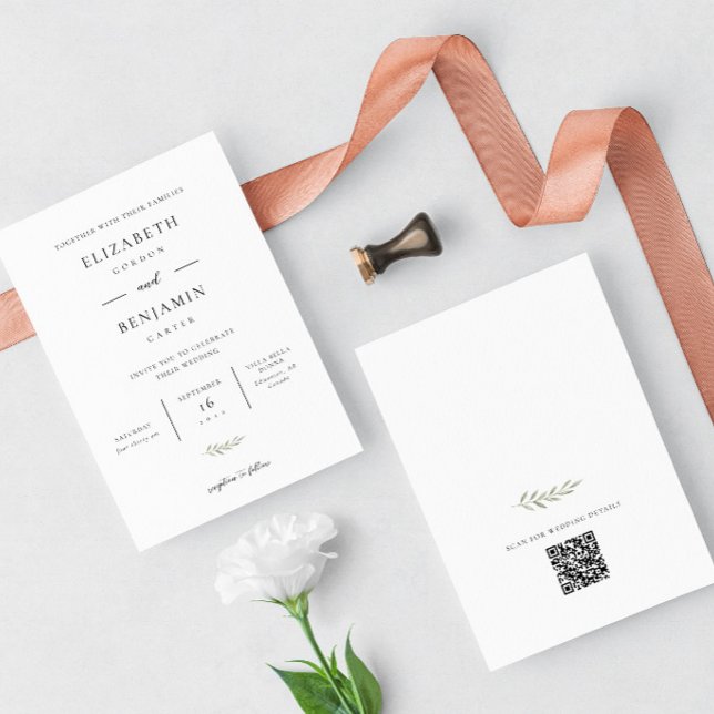 Convites Casamento Minimalista Elegante Moderno Botânico Sc (Criador carregado)