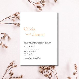 Convites Casamento Minimalista Elegante Moderno Peach Fuzz