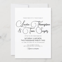 Convites Casamento Minimalista Elegante Preto Branco Chic