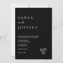 Convites Casamento Minimalista Elegante Preto e Branco