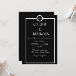 Convites Casamento Minimalista Elegante Preto e Branco