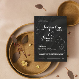 Convites Casamento Minimalista Elegante Preto e Branco