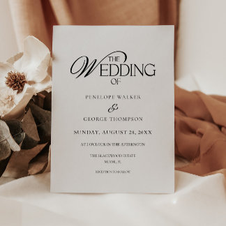 Convites Casamento Minimalista Elegante Preto e Branco