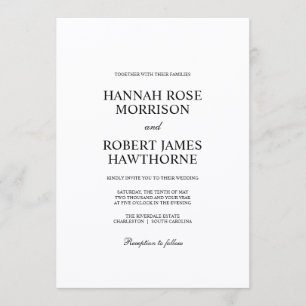 Convites Casamento Minimalista Elegante Preto e Branco Clás