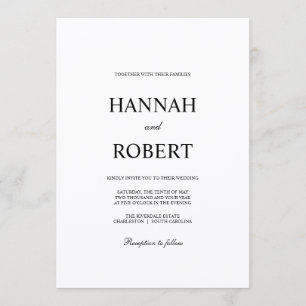 Convites Casamento Minimalista Elegante Preto e Branco Clás