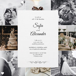 Convites Casamento Minimalista Elegante Preto e Branco Simp
