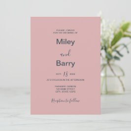 Convites Casamento Minimalista Elegante Rosa Empoeirado