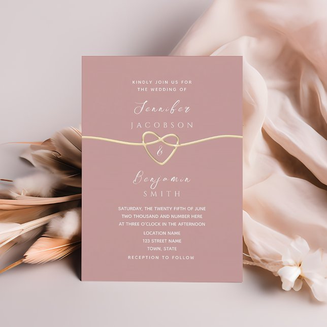 Convites Casamento Minimalista em Rosa Empoeirado (Criador carregado)