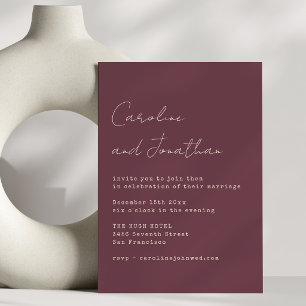 Convites Casamento Minimalista em Script de Máquina de Escr