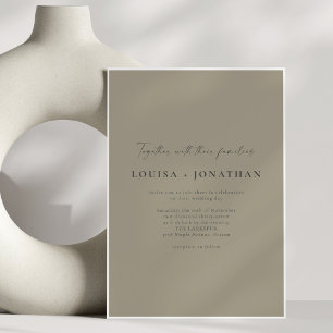 Convites Casamento Minimalista em Script Oliva Poético