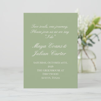 Convites Casamento Minimalista em Verde Salvia e Branco Que