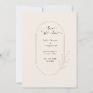 Convites Casamento minimalista escandinavo botânico dourado
