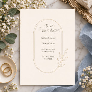 Convites Casamento minimalista escandinavo botânico dourado