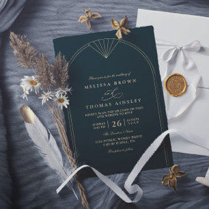 Convites Casamento Minimalista Esmeralda Elegante Moderno C