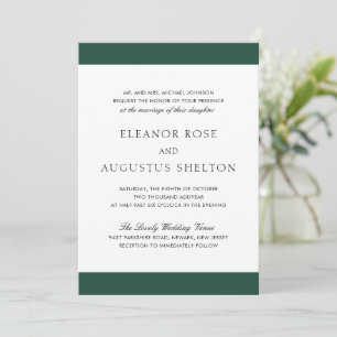 Convites Casamento Minimalista Esmeralda Verde Moderno Tudo