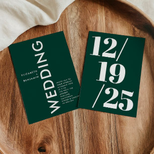 Convites Casamento Minimalista Esmeralda Verde Simples Ousa