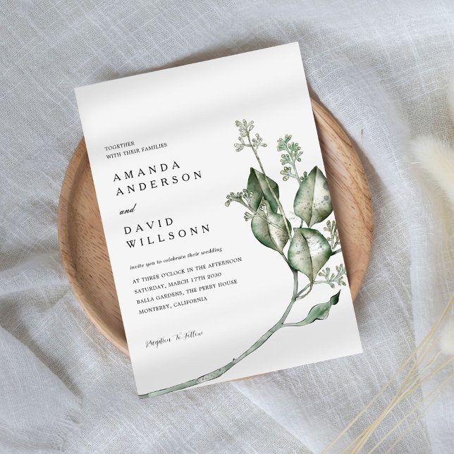 Convites Casamento Minimalista Eucalyptus Greenery (Criador carregado)