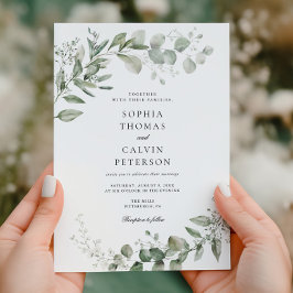 Convites Casamento Minimalista Eucalyptus Greenery