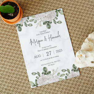 Convites Casamento Minimalista Floral de Greenery Watercolo