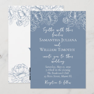 Convites Casamento Minimalista Floral do Periwinkle Modern 