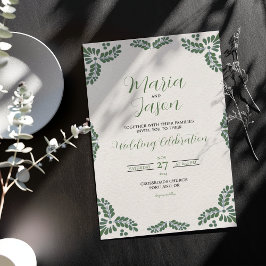 Convites Casamento Minimalista Floral Verde Talavera Mexica