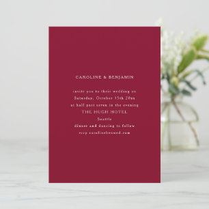 Convites Casamento Minimalista Formal Clássico em Borgonha