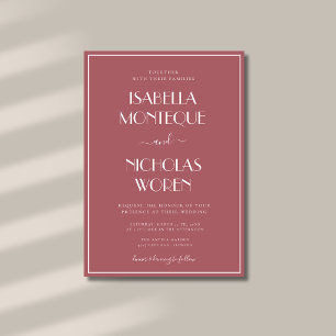 Convites Casamento Minimalista Formal de Rosewood com Fanta
