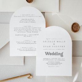 Convites Casamento Minimalista Formal Elegante Frente e Ver